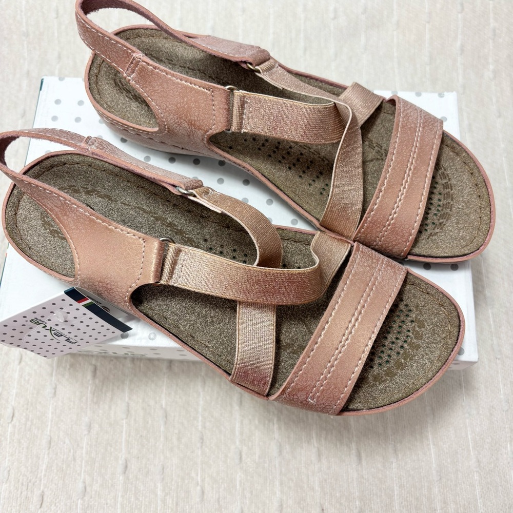 FLEXUS‎ Rose Gold Chic Women's Slip proof,Flexible Sandals Size 37 / 7